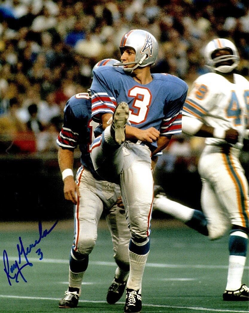 Signed 8x10 ROY GERELA Houston Oilers Autographed Photo Poster painting -w/COA