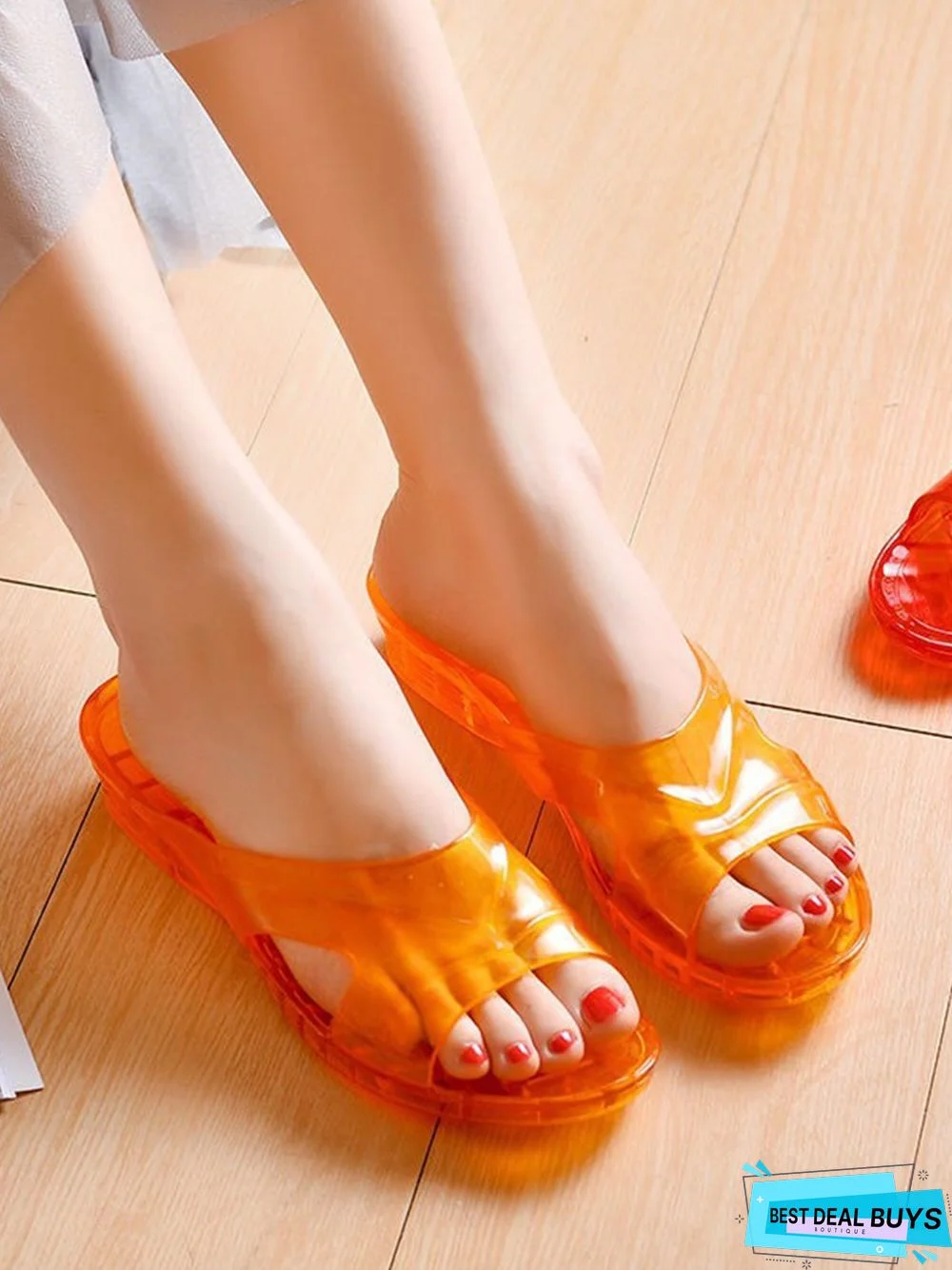 Crystal Clear Waterproof Wedge Slides