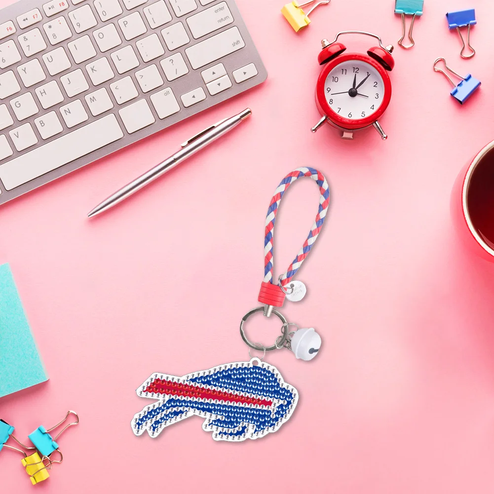 DIY Gem Keychains Double Sided Rugby Badge Craft Hanging Ornament