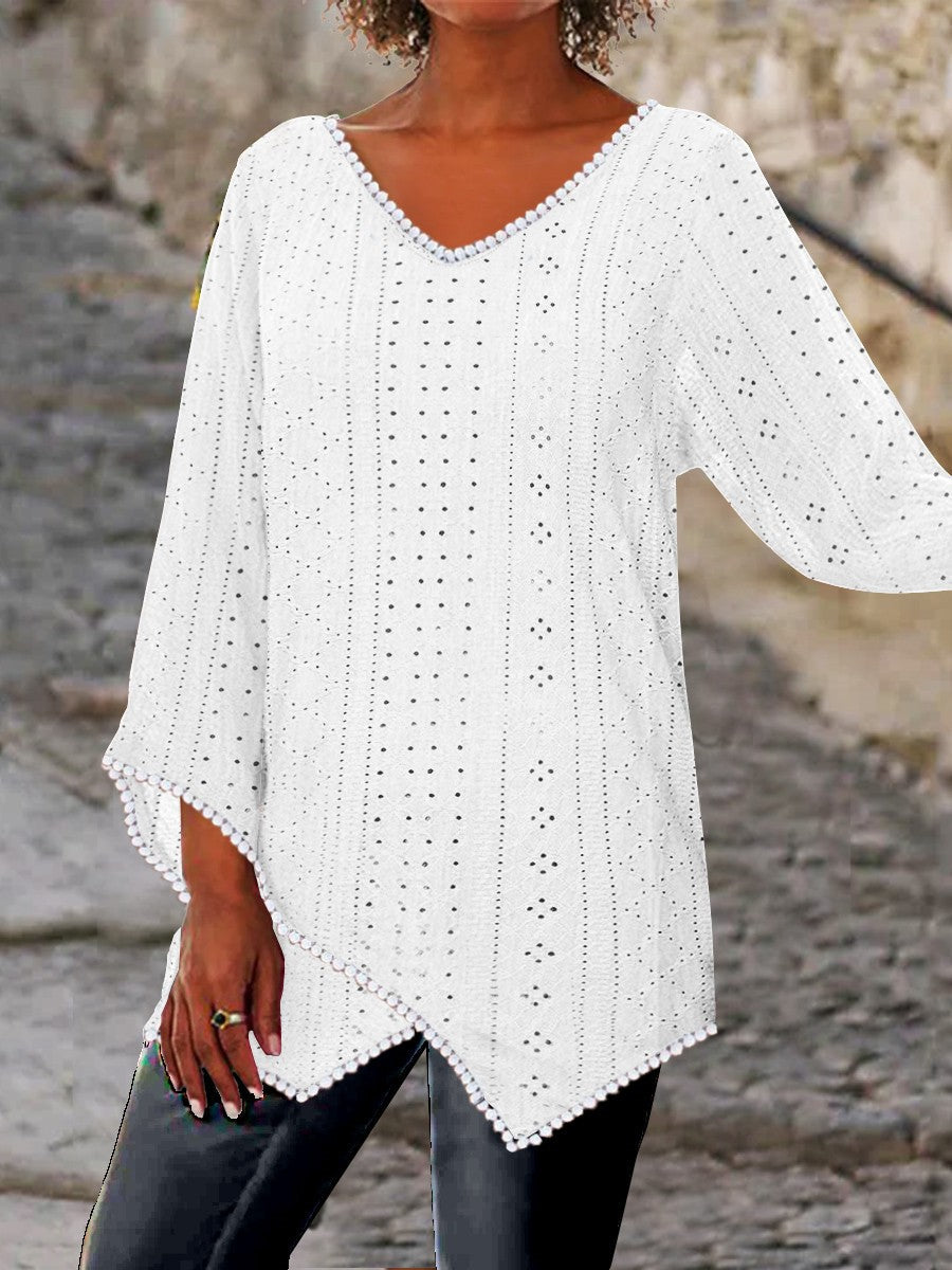 Women Long Sleeve V-neck Graphic Floral Printed Top