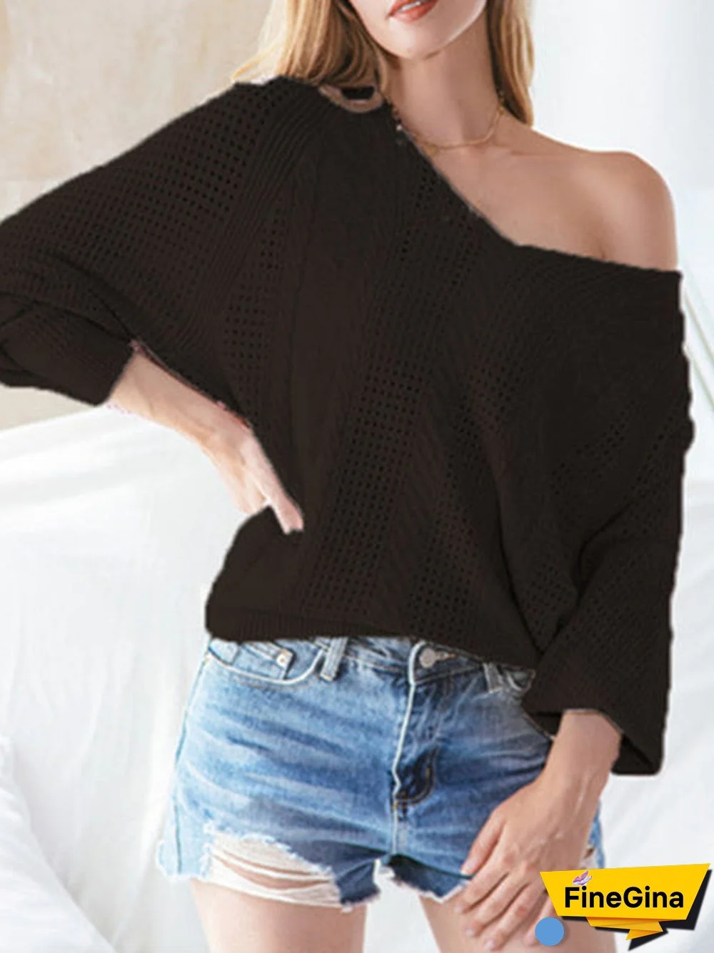 Women's Solid Color  V-neck Long Sleeve Sweater Top