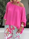 Summer Solid Color One-shoulder Casual Two-piece Suit