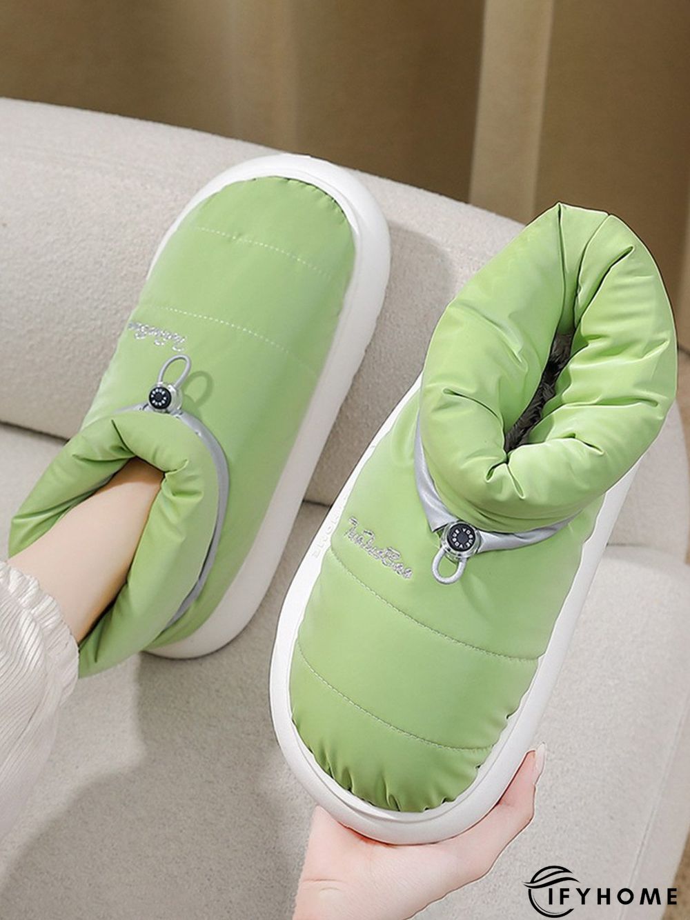 Waterproof Fabric Quilted Non Slip Lined Slipper Boots | IFYHOME