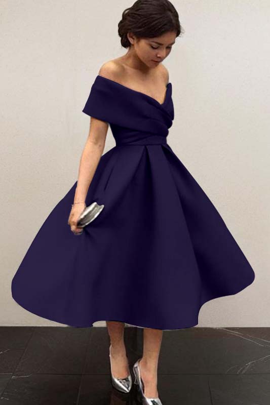 Hidais Stunning Sky Blue Off the Shoulder Sleeveless A Line Short Homecoming Dress 