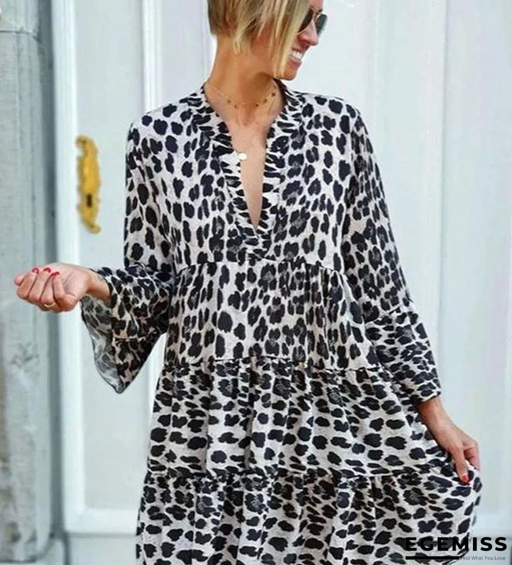 Leopard Print Dress Bohemian Style Dress | EGEMISS