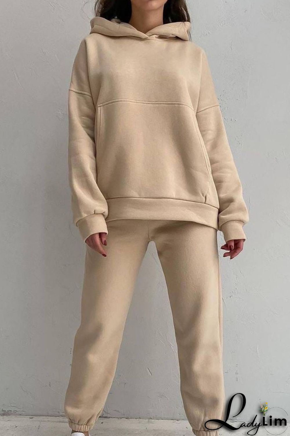 Black Casual Solid Split Joint Hooded Collar Long Sleeve Two Pieces