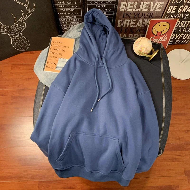 Women Solid Winter Hoodies 13 Colors Warm Oversized Plus Velet Woman Sweatshirts Harajuku Hooded Thicken Female Hoody Tops