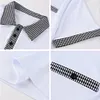 Gioiacombo&trade; Polo da uomo a maniche corte casual con bottoni pied de poule estivi da uomo