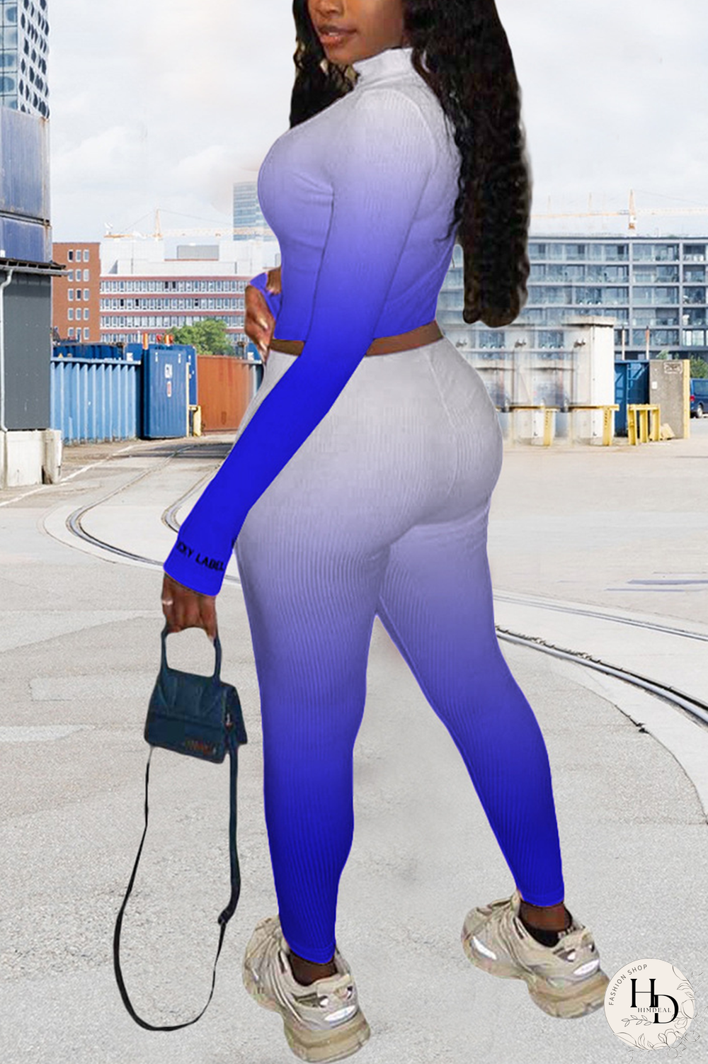 Rose Red Casual Print Letter Turndown Collar Long Sleeve Two Pieces