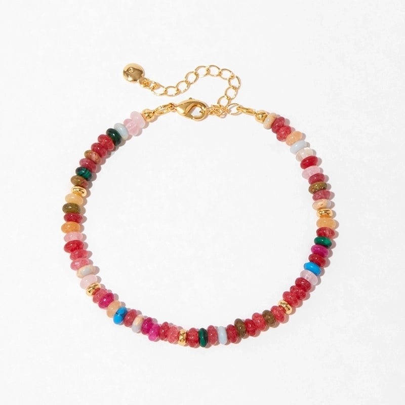 Turquoise Copper Beaded Crystal Artificial Crystal Natural Stone Turquoise Bracelets