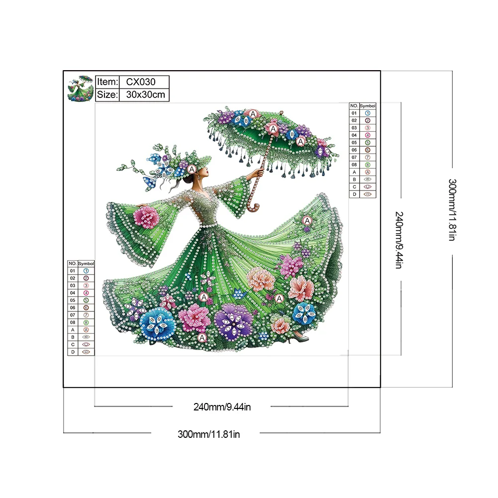 Diamond Painting - Partial Special Shaped Drill - Elegant Lady(Canvas|30*30cm)