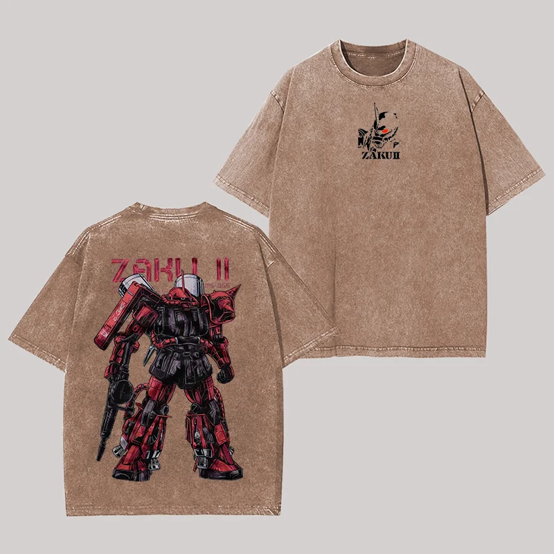 Zaku II MS-05S Printed Unisex Washed T-Shirt