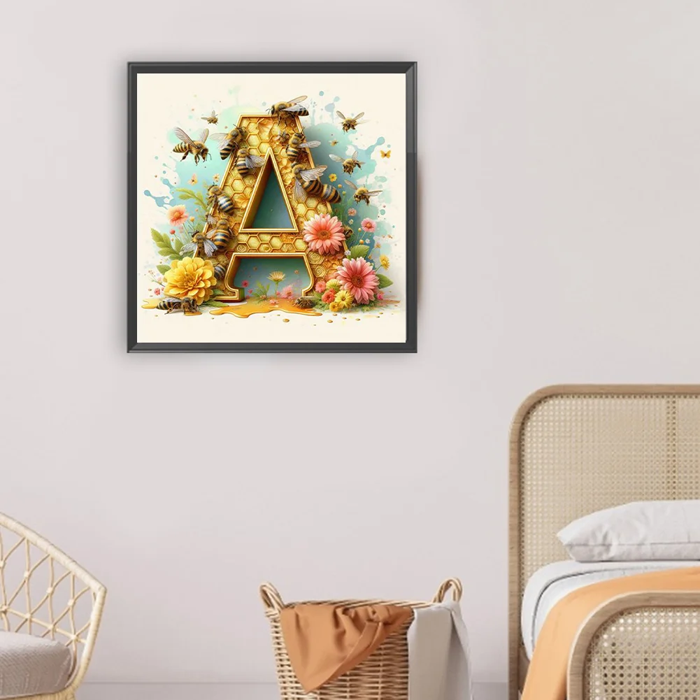 Full Round Diamond Painting 30*30cm - Bee Letter A