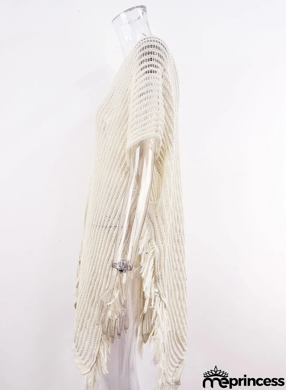 Summer Maxi V-neck Hollow Tassel Beach Suit Holidays Shirt Beach Sun Shield