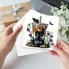 (US Only)6PCS DIY Halloween Drink Diamond Art Greeting Cards for Halloween and Holidays
