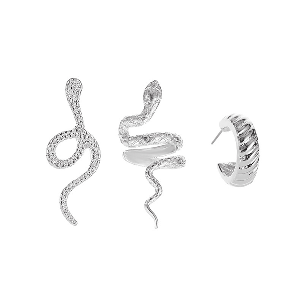 

3Pcs/Set Snake Retro Earrings Women Non Pierced Pearl Ear Clip Jewelry Gift, Silver, 501 Original