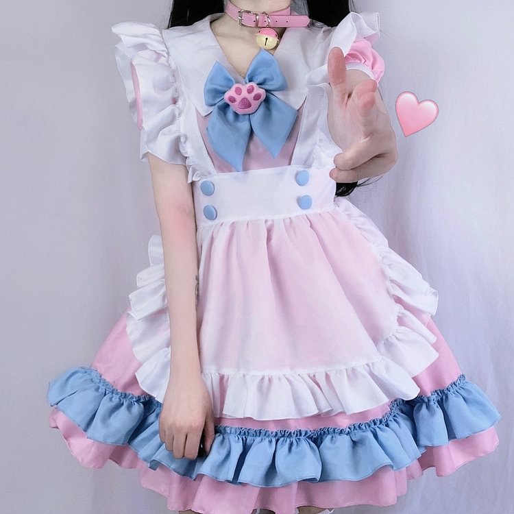 Pink Kawaii Maid Girl Dress Cosplay Costume weebmemes
