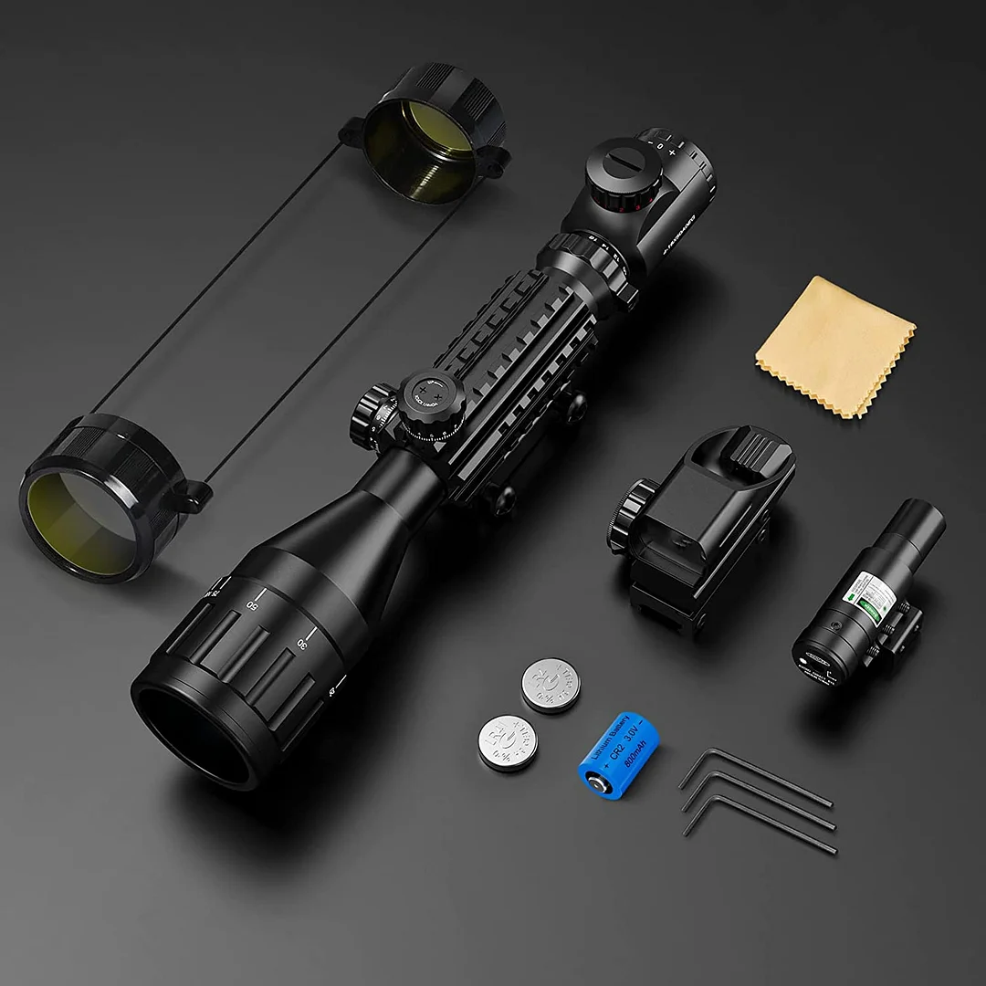 ohhunt® 4-16x50 AO Tactical Rifle Scope Dual Illuminated Optics & Illuminated Reflex Sight 4 Holographic Reticle Red/Green Dot Sight & IIIA/2MW Laser Sight
