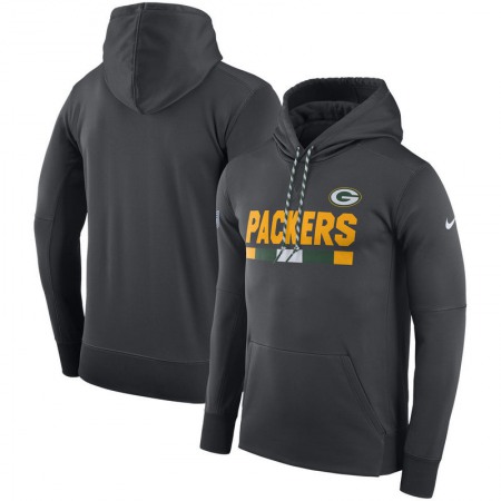 Men's Green Bay Packers  Charcoal Sideline Team Name Performance Pullover Hoodie