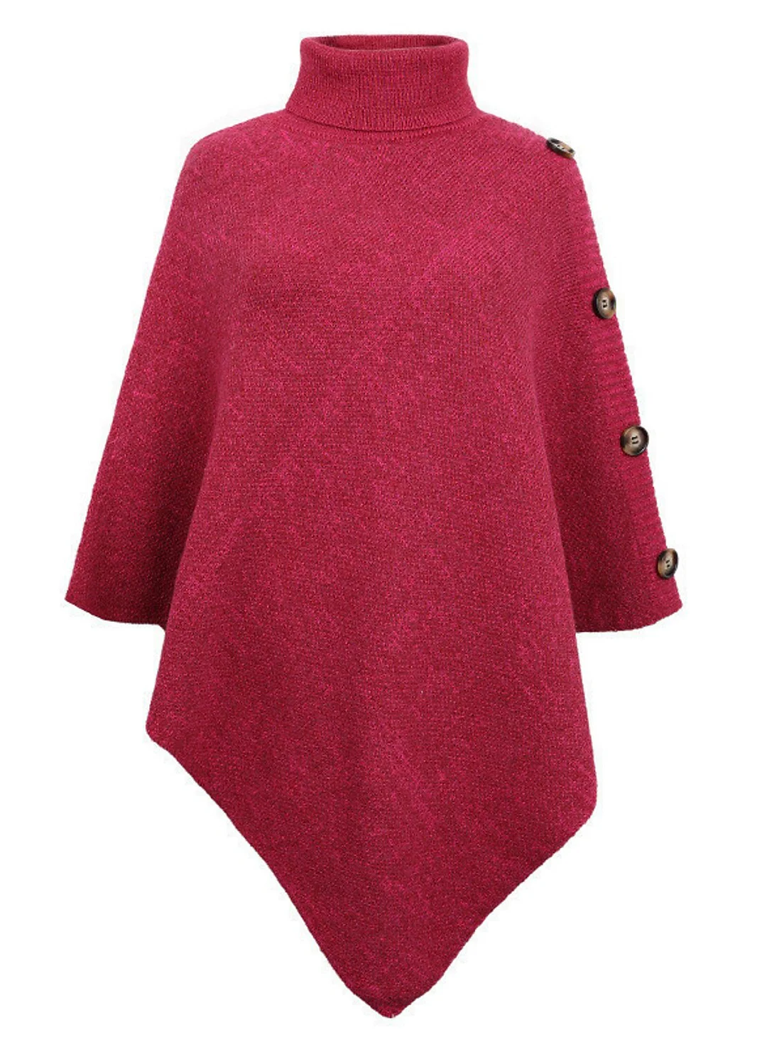 Women's Shirt Shrugs Plain Button Crochet Long Sleeve High Neck Ponchos Capes