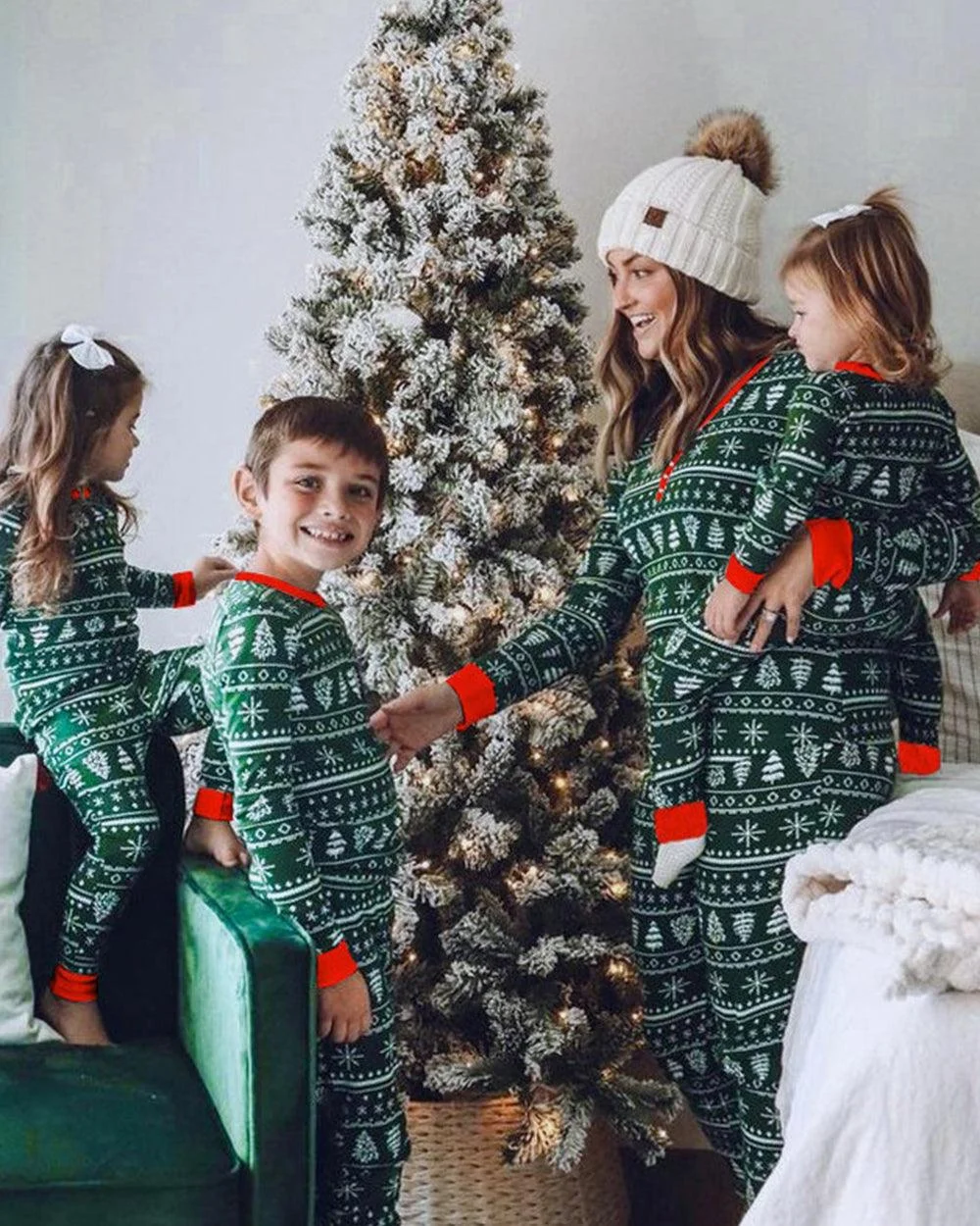 Green Christmas Trees Family Pajamas