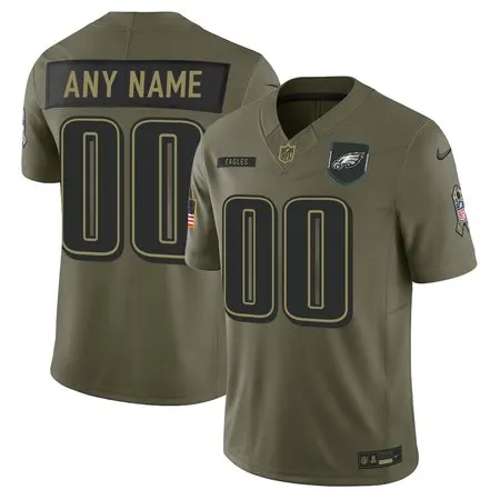 Youth's Philadelphia Eagles Custom Olive 2025 Salute to Service Retired Limited Jersey