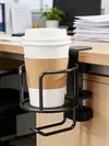 2 in 1 Clamp On Desk Cup Holder with Headphone Hanger Anti-Spill Table Cup Hook Easy To Install for Coffee Mups Water Bottles Headphones
