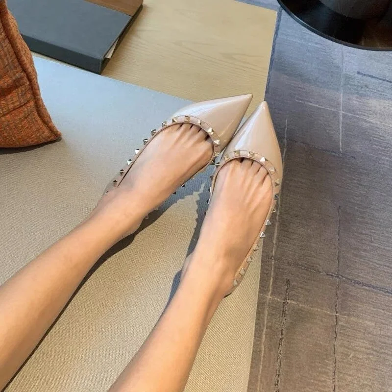 Breakj Breakj Tip Flat-Bottomed Fashion Single Shoes Women 2025 New Patent Leather Pedaled Flat Heel Boat Shoes