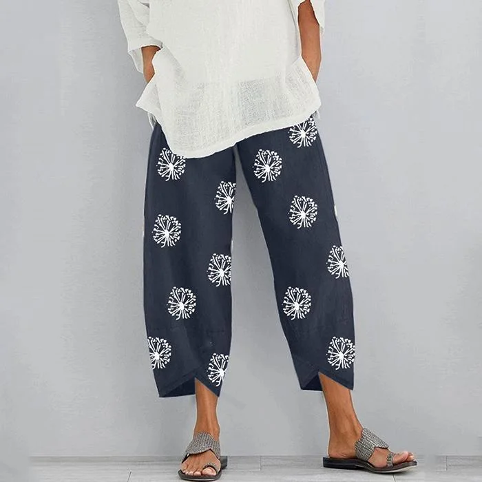 Fashion Loose Dandelion Print Casual Pants