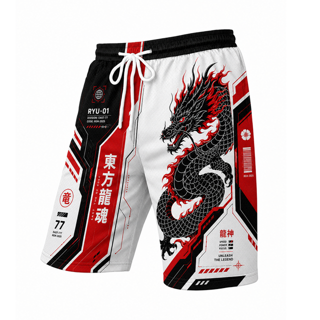 Techwear Black Dragon Athletic Shorts