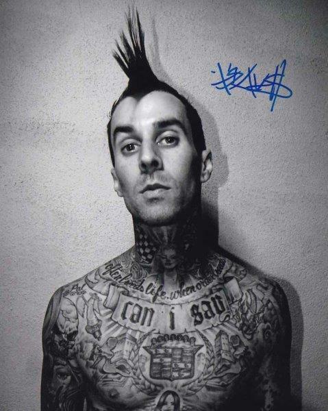 REPRINT - TRAVIS BARKER Blink 182 Drums Signed 8 x 10 Photo Poster painting Poster RP