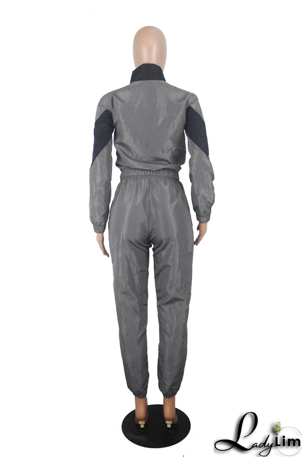 Blue Fashion Casual Patchwork Solid Split Joint Zipper Collar Long Sleeve Two Pieces(Without Pocket)