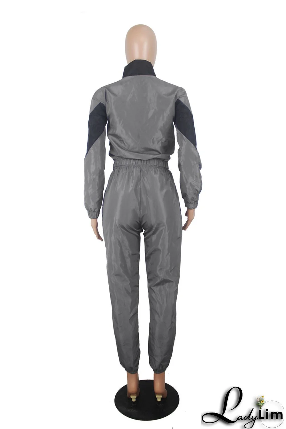 Blue Fashion Casual Patchwork Solid Split Joint Zipper Collar Long Sleeve Two Pieces(Without Pocket)