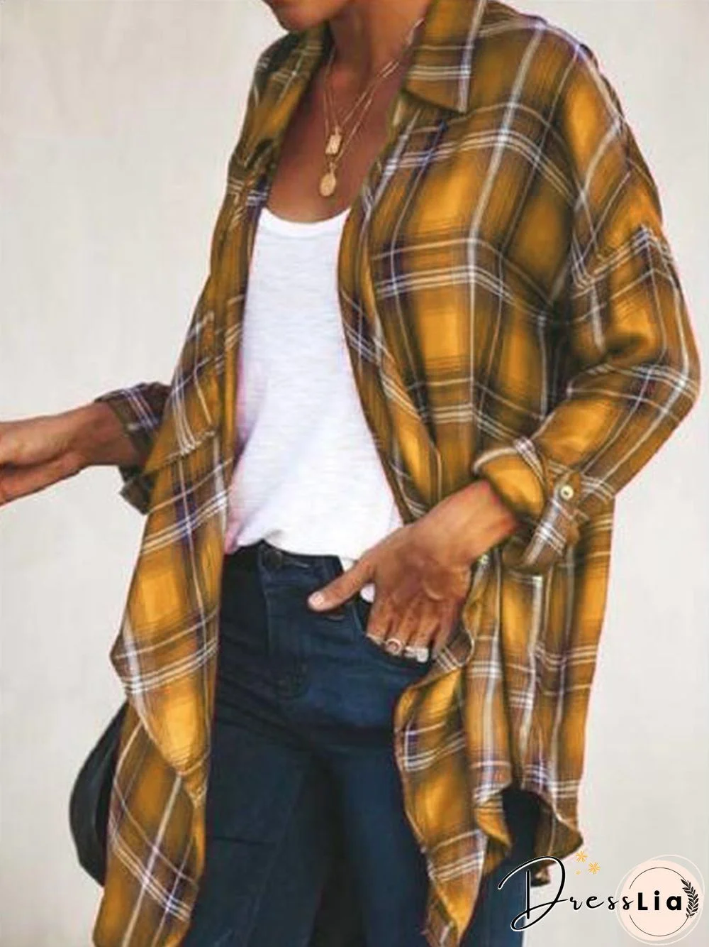 Cotton-Blend Long Sleeve Blouse