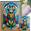 Cat Stained Glass-11CT Stamped Cross Stitch 40*60cm tapestrymarket