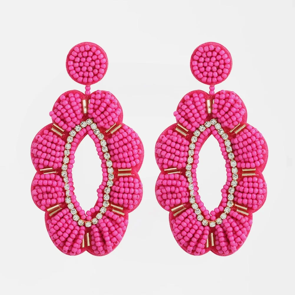 Dvacaman Boho Handmade Beaded Leaf Parrot Pendant Earrings for Women 2022 New Design Wedding Jewelry Korean Drop Dangle Earrings