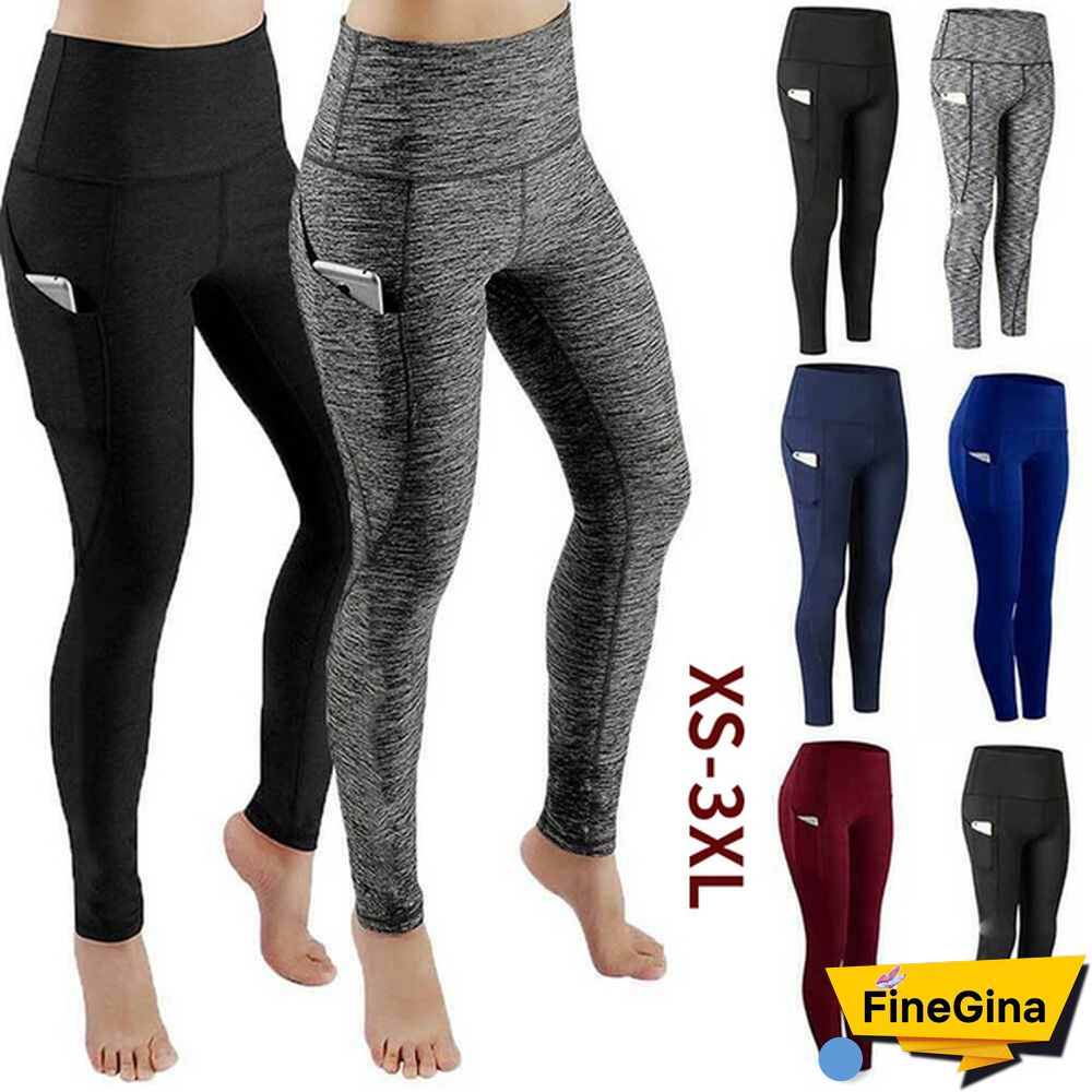 Fashion Women's High Waist Skinny Fitness Exercise Leggings with Pockets Gym Sport Workout Running Pant Comfy Yoga Trousers