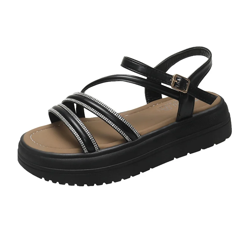 Toloer Toloer New Platform Sandals Female Summer Outside Wear Fairy Wind A Word Buckle With Skirt Roman Comfortable Beach Shoes-Outfit Ideas