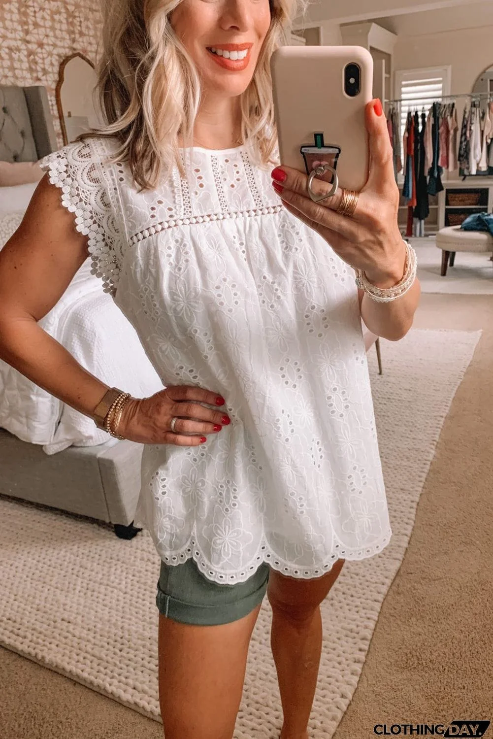 Sleeveless Eyelet Tank Top