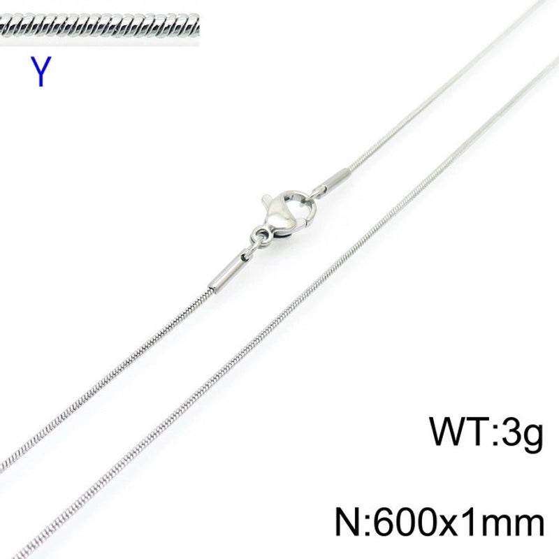 Jewelry Classic Style Solid Color Titanium Steel 18K Gold Plated Chain Necklace