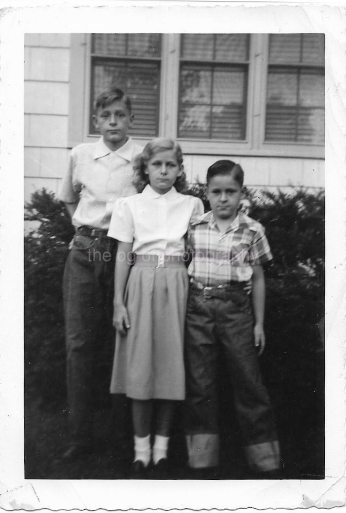 CHILDREN Found Photo Poster paintinggraph BLACK AND WHITE Original KIDS Portrait VINTAGE 04 40 A