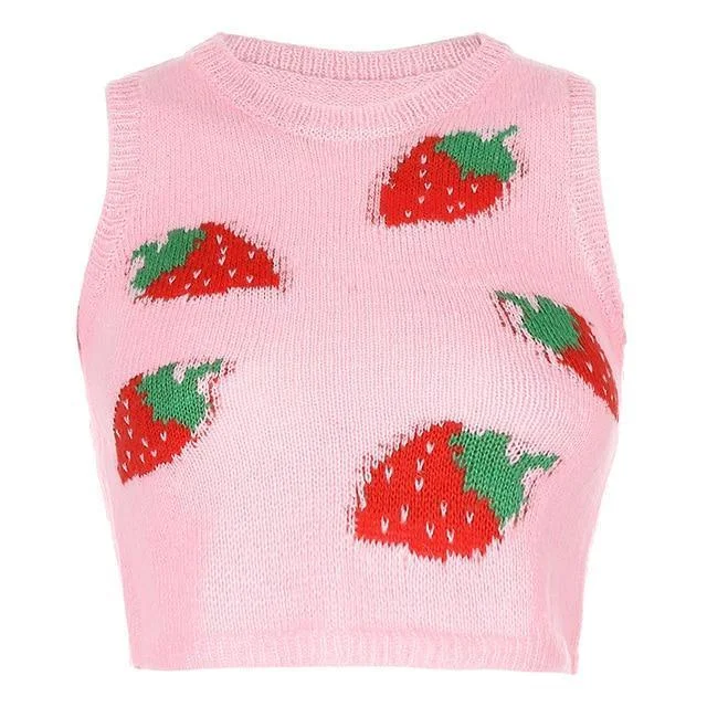 Christine Strawberry Sweater Vest KISS KIWI August Lemonade
