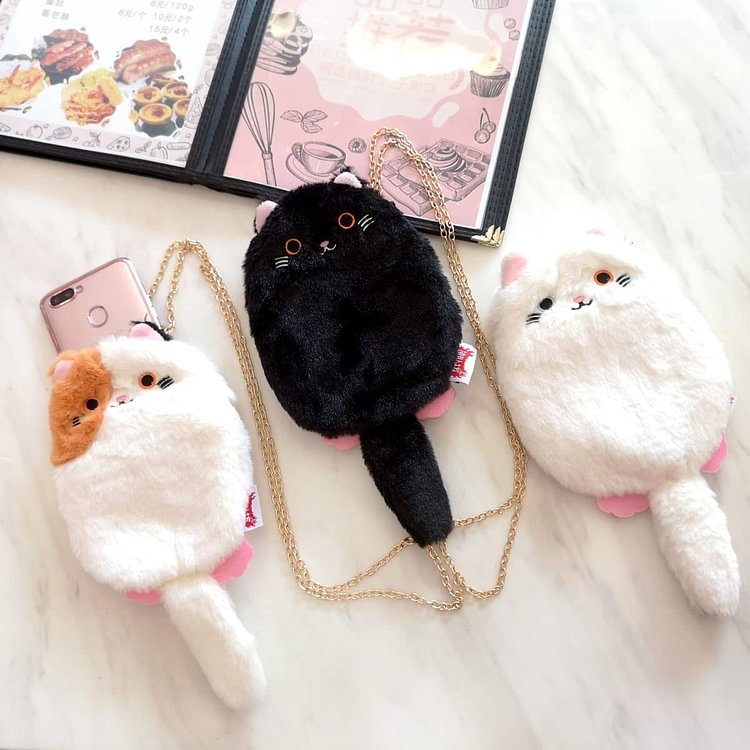 plush cat bag