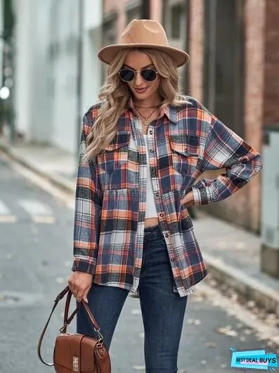 Plaid Button Up Dropped Shoulder Shirt