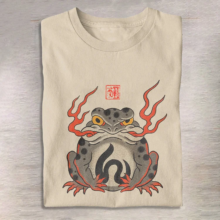 Fire-breathing Frog Japanese Print T-shirt