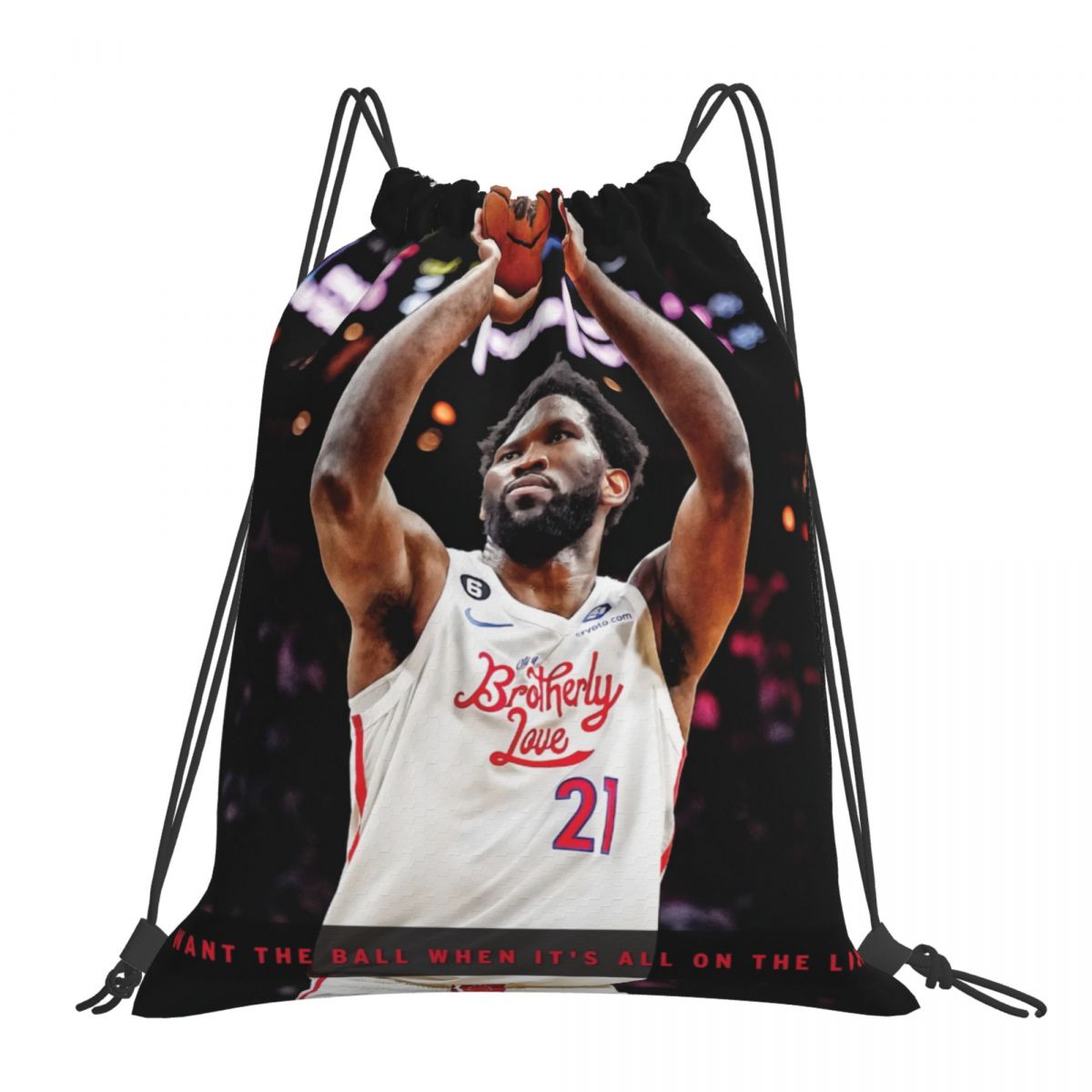 Philadelphia 76ers Joel Embiid Foldable Sports Gym Drawstring Bag