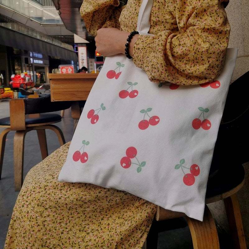 Unisex Canvas Fruit Streetwear Square Open Canvas Bag