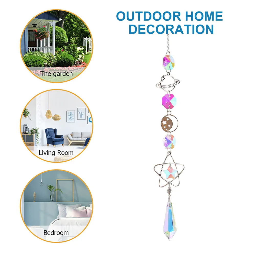 Crystal Wind Chime Prism Catchers Ornament Curtain Home Garden Pendant (C)