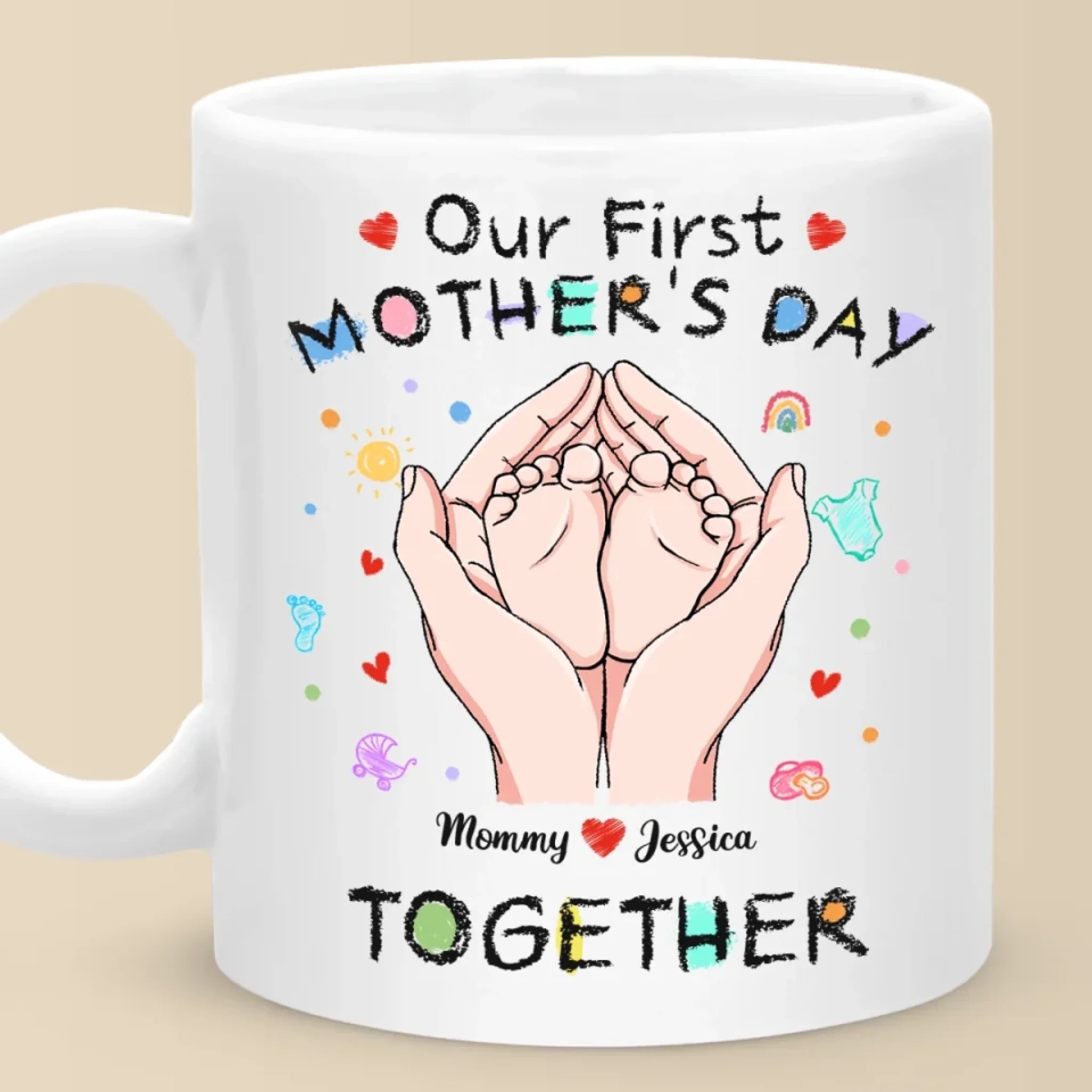 Loveyoufancy Tiny Toes, Big Love - Family Personalized Custom Mug - Mother's Day, Baby Shower Gift, Gift For First Mom