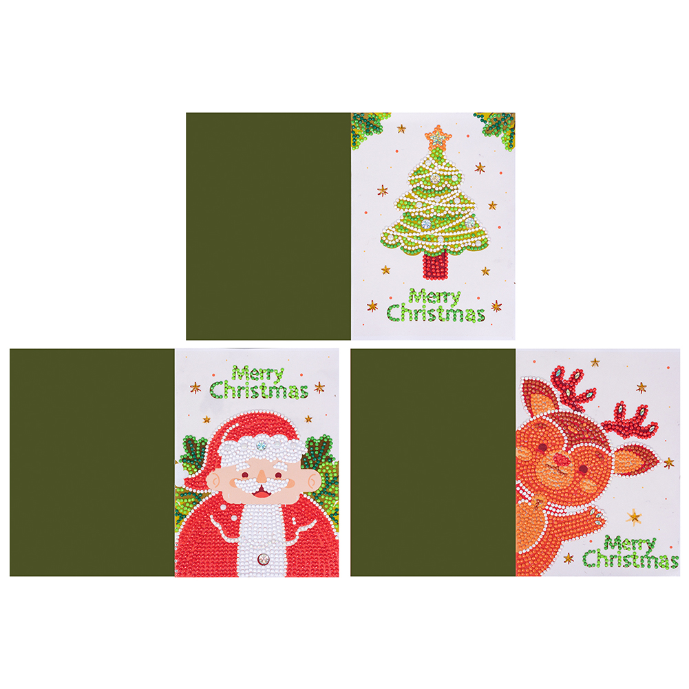 

3pcs Christmas - 5D DIY Craft Greeting Card, 501 Original